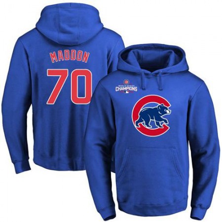 Cubs #70 Joe Maddon Blue 2016 World Series Champions Primary Logo Pullover MLB Hoodie