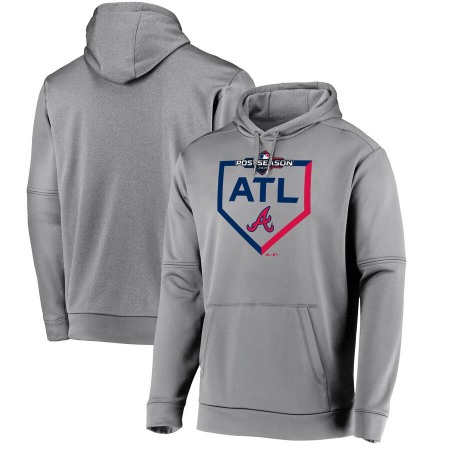 Men's Atlanta Braves Majestic Gray 2019 Postseason Dugout Pullover Hoodie