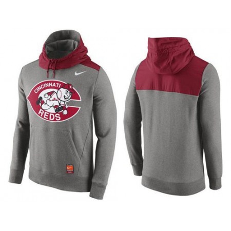 Men's Cincinnati Reds Nike Gray Cooperstown Collection Hybrid Pullover Hoodie