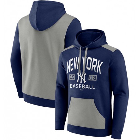Men's New York Yankees Navy/Grey Chip in Pullover Hoodie