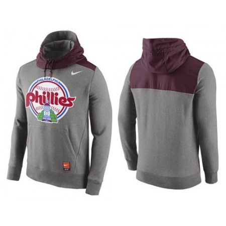 Men's Philadelphia Phillies Nike Gray Cooperstown Collection Hybrid Pullover Hoodie