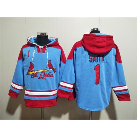 Men's St.Louis Cardinals #1 Ozzie Smith Blue Ageless Must-Have Lace-Up Pullover Hoodie