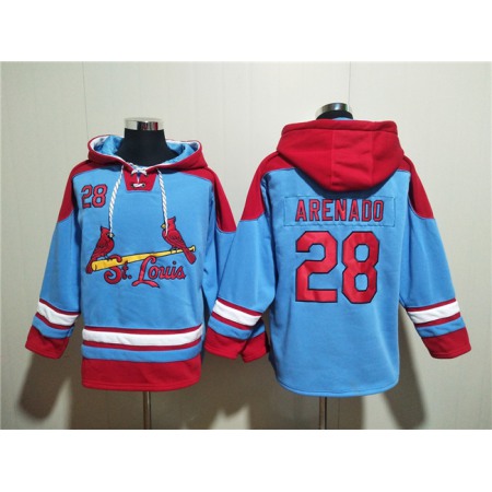 Men's St.Louis Cardinals #28 Nolan Arenado Blue Ageless Must-Have Lace-Up Pullover Hoodie