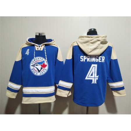 Men's Toronto Blue Jays #4 George Springer Royal Ageless Must-Have Lace-Up Pullover Hoodie