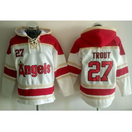 Angels of Anaheim #27 Mike Trout White Sawyer Hooded Sweatshirt MLB Hoodie