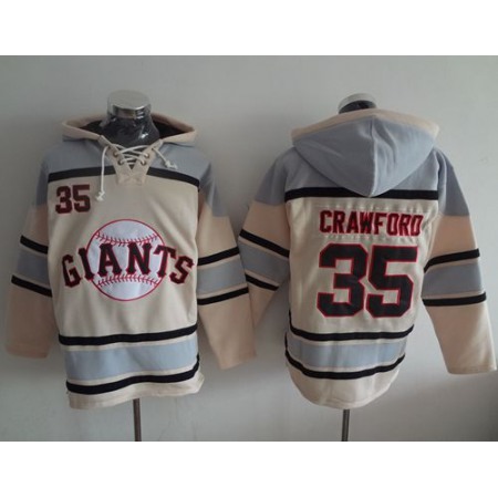 Giants #35 Brandon Crawford Cream Sawyer Hooded Sweatshirt MLB Hoodie