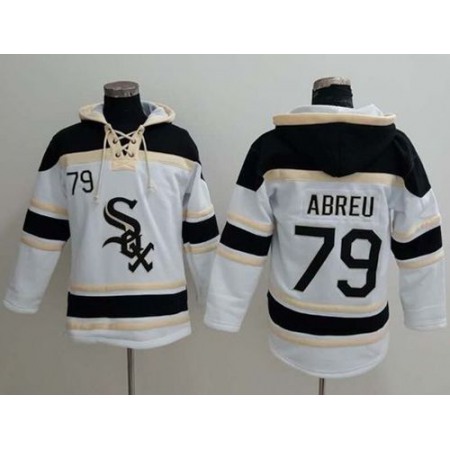 White Sox #79 Jose Abreu White Sawyer Hooded Sweatshirt MLB Hoodie