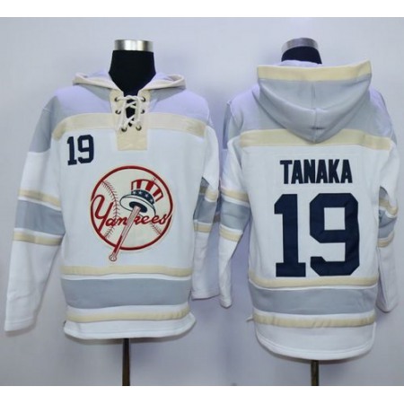 Yankees #19 Masahiro Tanaka White Sawyer Hooded Sweatshirt MLB Hoodie