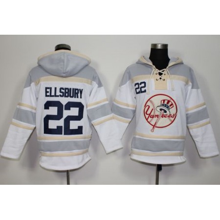 Yankees #22 Jacoby Ellsbury White Sawyer Hooded Sweatshirt MLB Hoodie