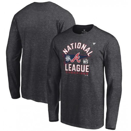 Men's Atlanta Braves 2021 Heathered Charcoal National League Champions Locker Room Long Sleeve T-Shirt