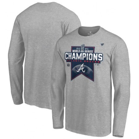 Men's Atlanta Braves 2021 Heathered Gray World Series Champions Locker Room Long Sleeve T-Shirt