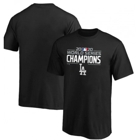 Men's Los Angeles Dodgers Black 2020 World Series Champions Logo T-Shirt