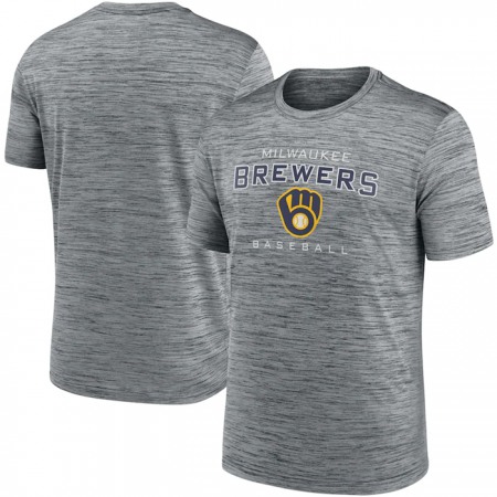 Men's Milwaukee Brewers Grey Velocity Practice Performance T-Shirt
