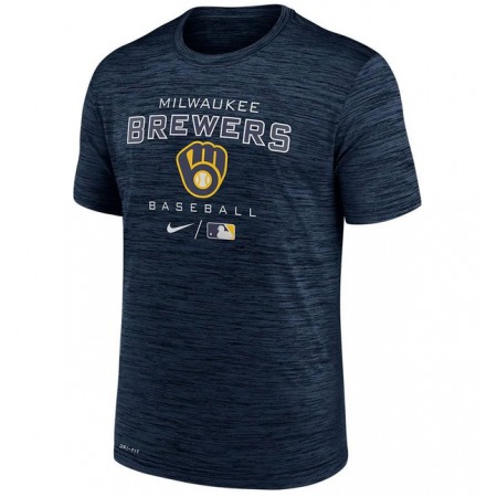 Men's Milwaukee Brewers Navy Dri-Fit Velocity Practice T-Shirt