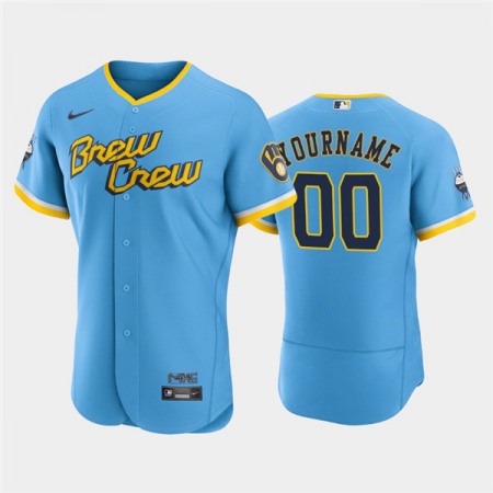 Men's Milwaukee Brewers ACTIVE Player Custom Powder Blue 2022 City Connect Flex Base Stitched MLB Jersey