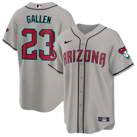 Men's Arizona Diamondbacks #23 Zac Gallen 2023/24 Gray Cool Base Stitched Baseball Jersey