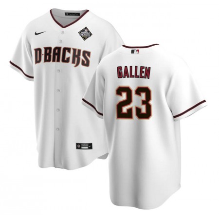 Men's Arizona Diamondbacks #23 Zac Gallen White 2023 World Series Cool Base Stitched Baseball Jersey