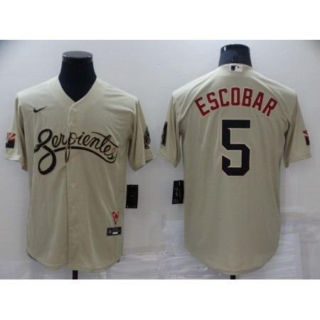 Men's Arizona Diamondbacks #5 Eduardo Escobar Cream Cool Base Stitched Jersey