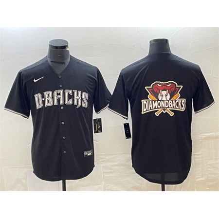 Men's Arizona Diamondbacks Black Team Big Logo Cool Base Stitched Baseball Jersey
