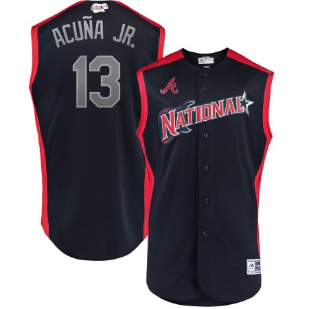 National League #13 Ronald Acuna Jr. Navy 2019 MLB All-Star Game Workout Jersey