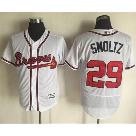 Braves #29 John Smoltz White Flexbase Authentic Collection Stitched MLB Jersey