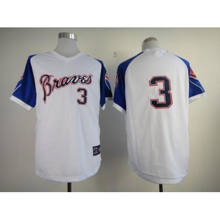 Braves #3 Dale Murphy White 1974 Throwback Stitched MLB Jersey