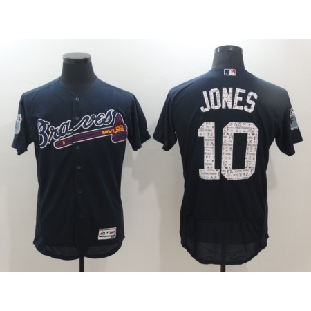 Men's Atlanta Braves #10 Chipper Jones Majestic Navy 2017 Spring Training Authentic Flex Base Player Stitched MLB Jersey