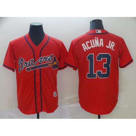 Men's Atlanta Braves #13 Ronald Acuna Jr Red Cool Base Stitched MLB Jersey