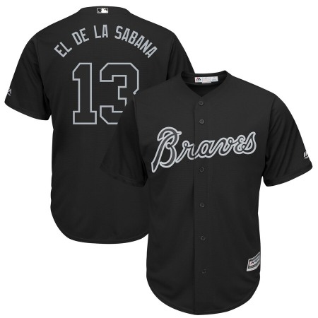 Men's Atlanta Braves #13 Ronald Acuna Jr. "El de la Sabana" Majestic Black 2019 Players' Weekend Replica Player Stitched MLB Jersey