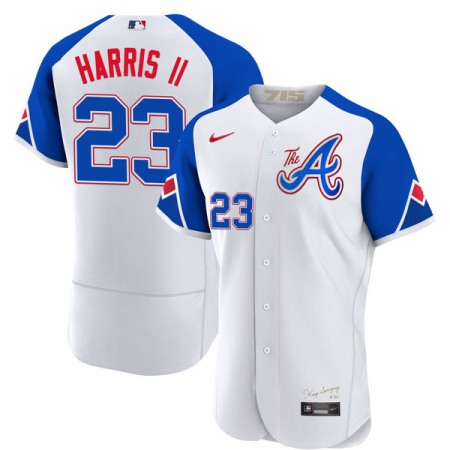 Men's Atlanta Braves #23 Michael Harris ii White 2023 City Connect Flex Base Stitched Baseball Jersey