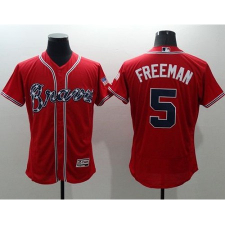 Braves #5 Freddie Freeman Red Flexbase Authentic Collection Stitched MLB Jersey
