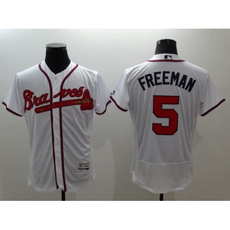 Braves #5 Freddie Freeman White Flexbase Authentic Collection Stitched MLB Jersey