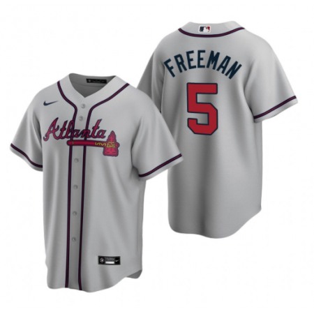 Men's Atlanta Braves #5 Freddie Freeman Gray Cool Base Stitched Jersey