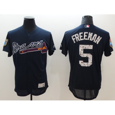 Men's Atlanta Braves #5 Freddie Freeman Navy 2018 Spring Training Flexbase Stitched MLB Jersey