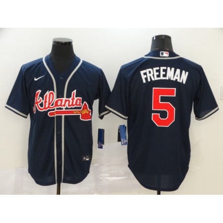 Men's Atlanta Braves #5 Freddie Freeman Navy Cool Base Stitched MLB Jersey