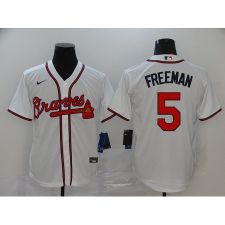 Men's Atlanta Braves #5 Freddie Freeman White Cool Base Stitched MLB Jersey