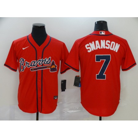 Men's Atlanta Braves #7 Dansby Swanson Red Cool Base Stitched MLB Jersey