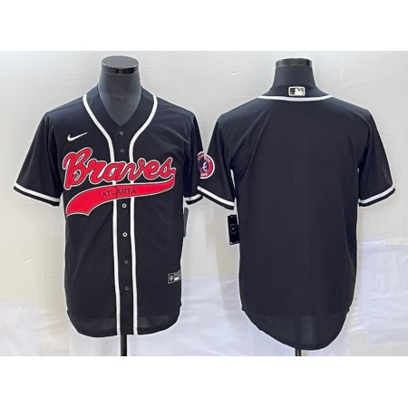 Men's Atlanta Braves Blank Black Cool Base With Patch Stitched Baseball Jersey
