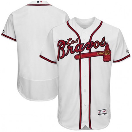 Men's Atlanta Braves Blank White los bravos Flex Base Stitched Baseball Jersey