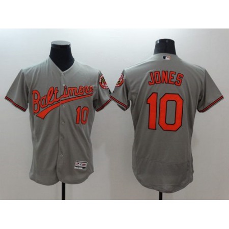 Orioles #10 Adam Jones Grey Flexbase Authentic Collection Stitched MLB Jersey