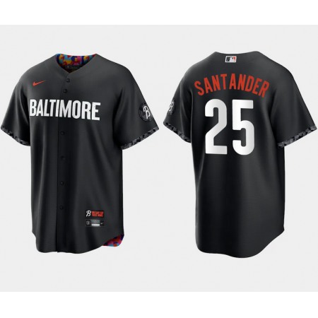 Men's Baltimore Orioles #25 Anthony Santander Black 2023 City Connect Cool Base Stitched Baseball Jersey
