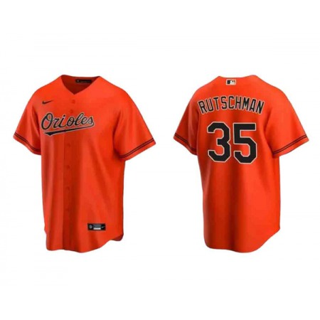 Men's Baltimore Orioles #35 Adley Rutschman Orange Cool Base Stitched Jersey