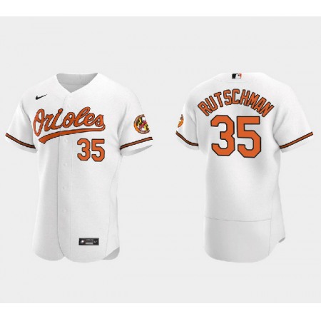 Men's Baltimore Orioles #35 Adley Rutschman White Flex Base Stitched Baseball Jersey