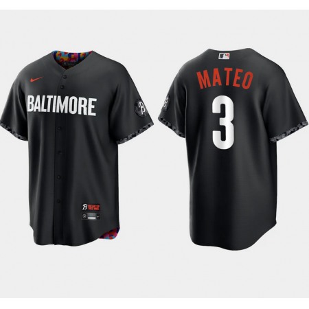 Men's Baltimore Orioles #3 Jorge Mateo Black 2023 City Connect Cool Base Stitched Baseball Jersey