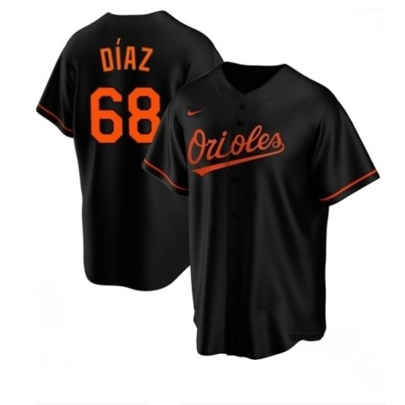 Men's Baltimore Orioles #68 Lewin Diaz Black Cool Base Stitched Jersey
