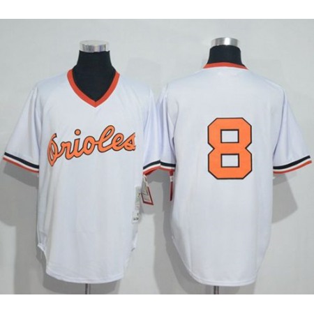 Mitchell And Ness 1985 Orioles #8 Cal Ripken White Throwback Stitched MLB Jersey