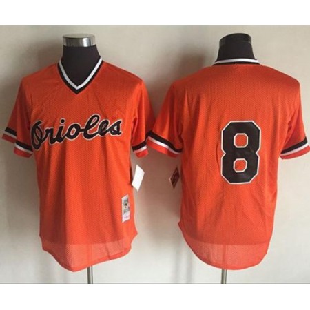 Mitchell And Ness 1988 Orioles #8 Cal Ripken Orange Throwback Stitched MLB Jersey