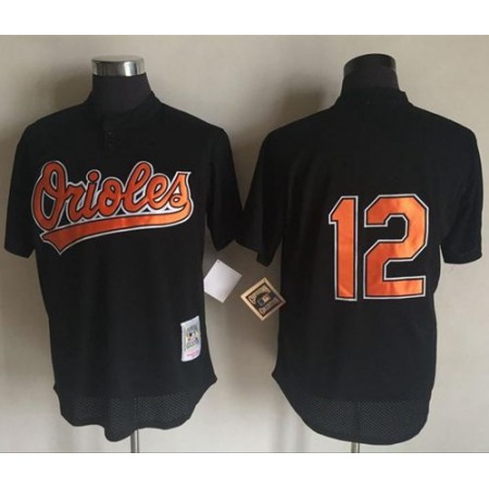 Mitchell And Ness 1997 Orioles #12 Roberto Alomar Black Throwback Stitched MLB Jersey