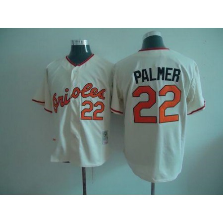 Mitchell And Ness Orioles #22 Jim Palmer Cream Throwback Stitched MLB Jersey