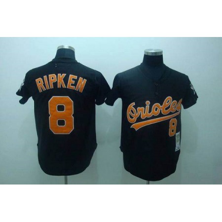 Mitchell and Ness Orioles #8 Cal Ripken Stitched Black Throwback MLB Jersey